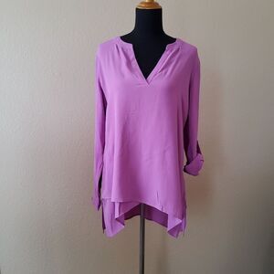 Soft Surroundings Asymmetrical Long Sleeve Tunic Top Size S Purple New